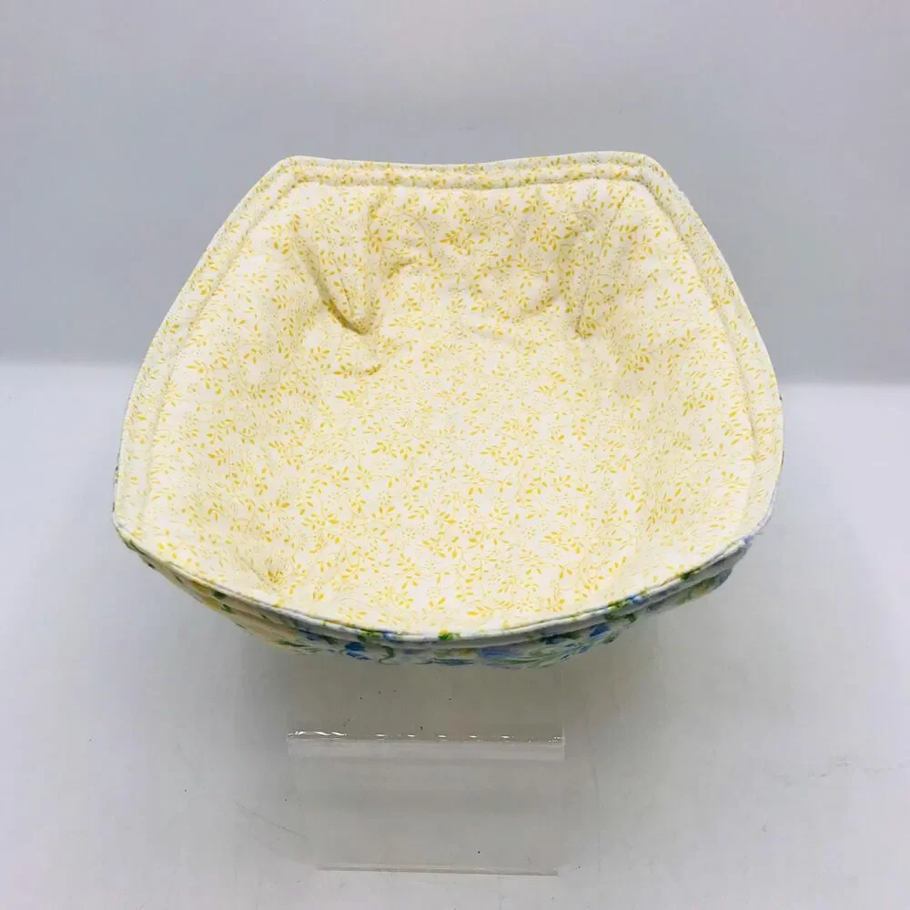 Reversible Microwave Cozie For Takeout Containers Cottage Patchwork Yellow Blue